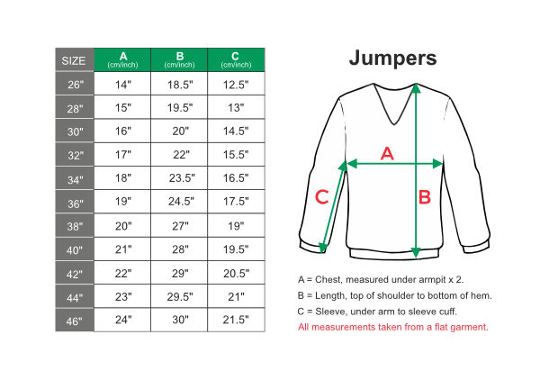 King James sizing guide